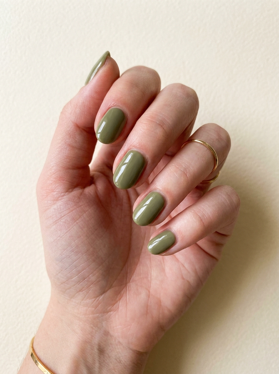 Olive Green Nails als Herbst Beauty Trends Inspiration 2026